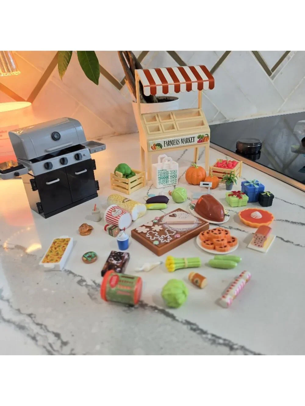 Miniature Farmers Market Playset Grill Food Accessories perfect ELF ON THE SHELF